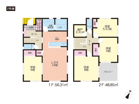 岡山県岡山市東区東平島の新築 一戸建て分譲住宅の間取り図