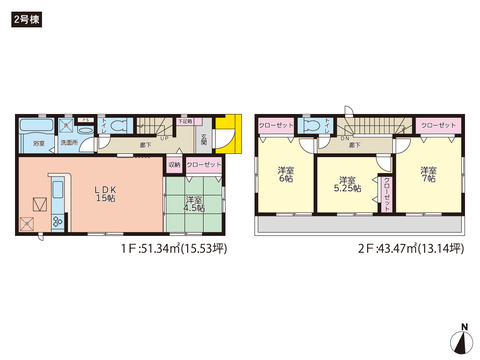 住所の新築 一戸建て分譲住宅の間取り図