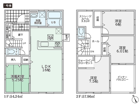 岡山県倉敷市粒江の新築 一戸建て分譲住宅の間取り図