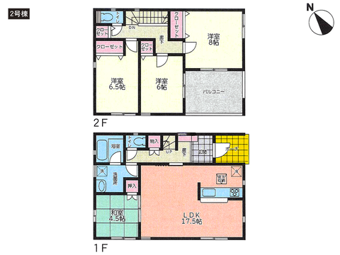 瀬戸内市長船町福里の新築 一戸建て分譲住宅の間取り図