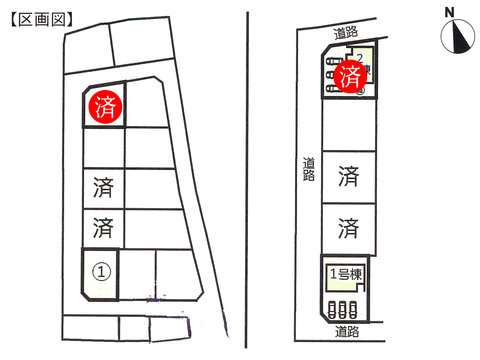 瀬戸内市長船町下笠加の新築 一戸建て分譲住宅の区画図