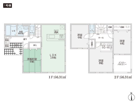 岡山県倉敷市中畝2丁目の新築 一戸建て分譲住宅の間取り図