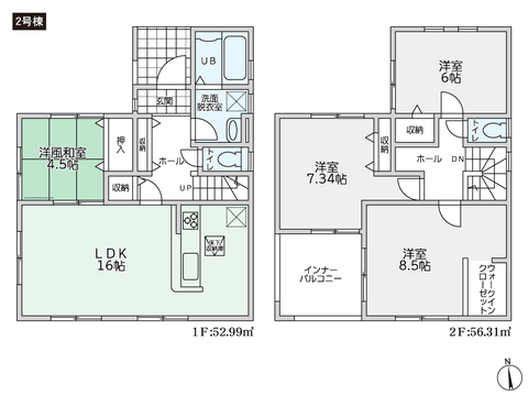 岡山県総社市井手の新築 一戸建て分譲住宅の間取り図