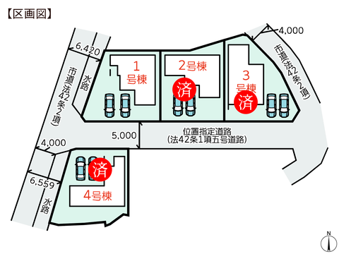 岡山県総社市溝口の新築 一戸建て分譲住宅の区画図