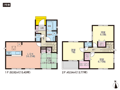 岡山県岡山市中区雄町の新築 一戸建て分譲住宅の間取り図