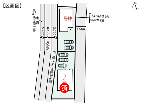 倉敷市上富井の新築 一戸建て分譲住宅の区画図