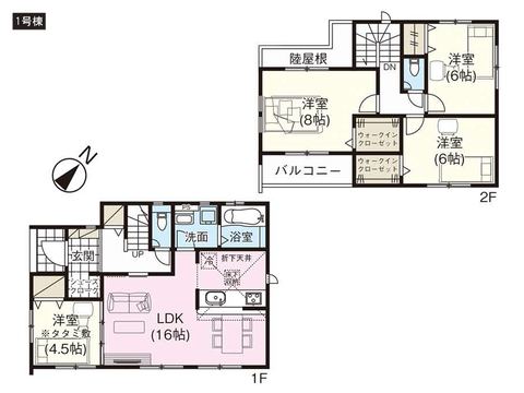 倉敷市西阿知町西原の新築 一戸建て分譲住宅の間取り図