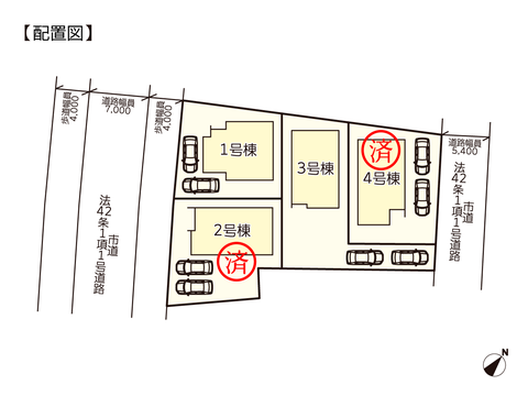 岡山県玉野市奥玉の新築 一戸建て分譲住宅の区画図