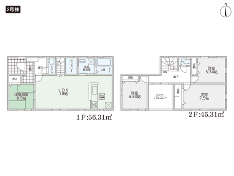 玉野市田井の新築 一戸建て分譲住宅の間取り図