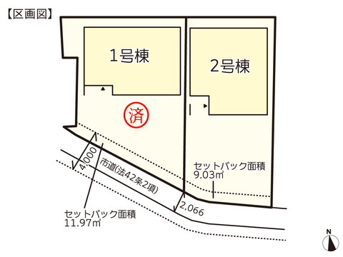 岡山県倉敷市川入の新築 一戸建て分譲住宅の区画図