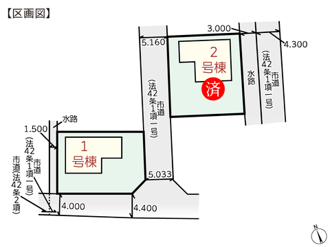 岡山県倉敷市児島唐琴の新築 一戸建て分譲住宅の区画図