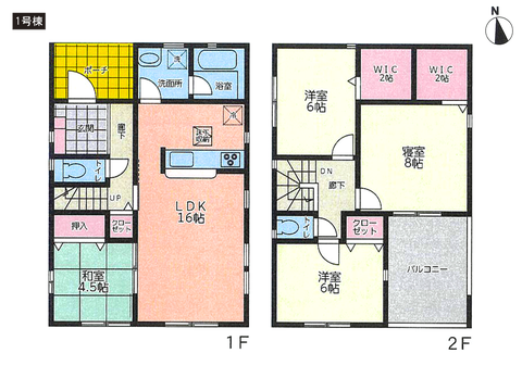 岡山市北区原の新築 一戸建て分譲住宅の間取り図