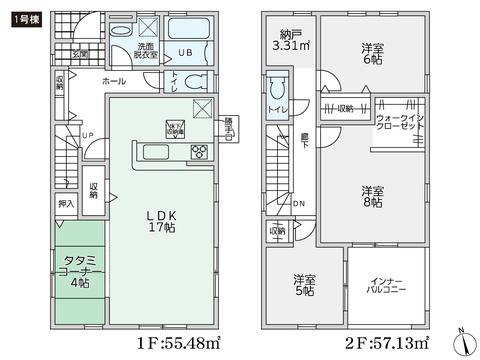 岡山県総社市泉の新築 一戸建て分譲住宅の間取り図