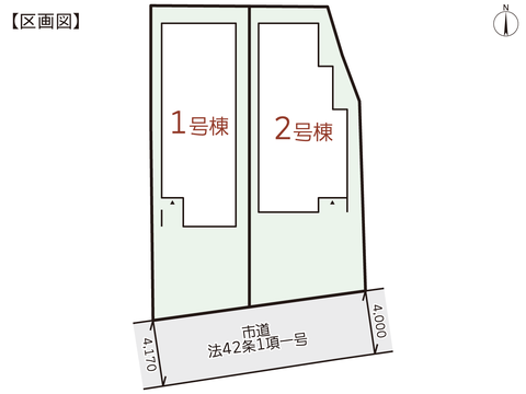 岡山市東区西大寺中の新築 一戸建て分譲住宅の区画図