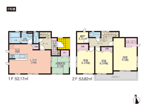 岡山県瀬戸内市邑久町豊安の新築 一戸建て分譲住宅の間取り図