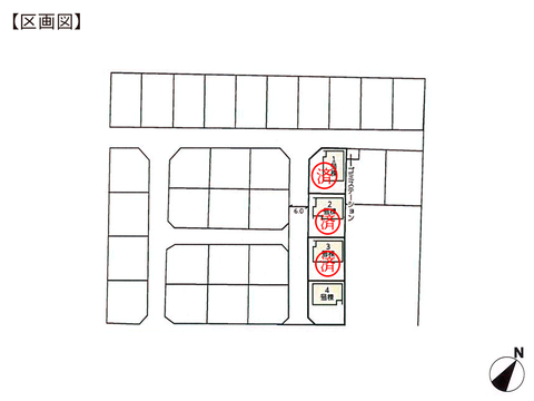 岡山県倉敷市東塚の新築 一戸建て分譲住宅の区画図