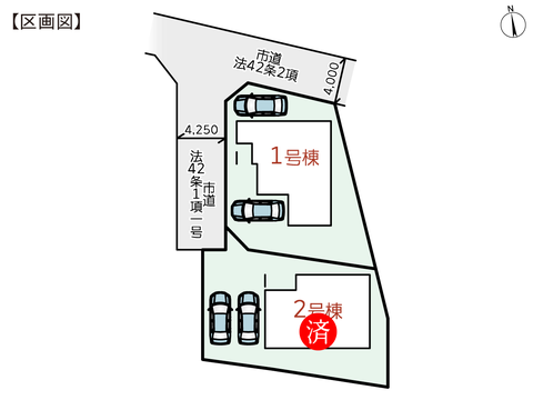 倉敷市上富井の新築 一戸建て分譲住宅の区画図