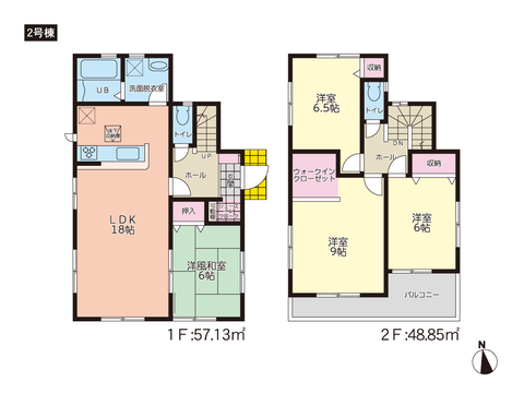 岡山市中区藤原光町の新築 一戸建て分譲住宅の間取り図