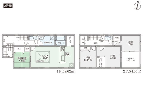 岡山県倉敷市林の新築 一戸建て分譲住宅の間取り図