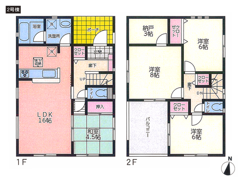 岡山県岡山市東区西大寺浜の新築 一戸建て分譲住宅の間取り図