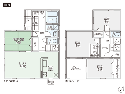 岡山県倉敷市林の新築 一戸建て分譲住宅の間取り図