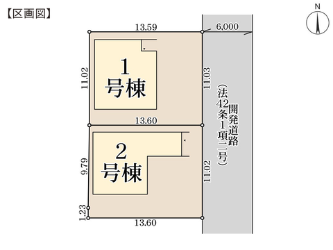 倉敷市玉島乙島の新築 一戸建て分譲住宅の区画図