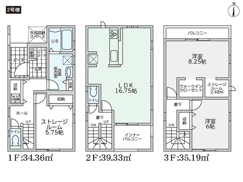 岡山県岡山市北区学南町の新築 一戸建て分譲住宅の間取り図