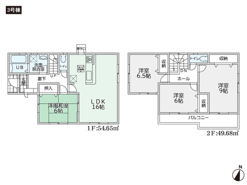 岡山県総社市溝口の新築 一戸建て分譲住宅の間取り図