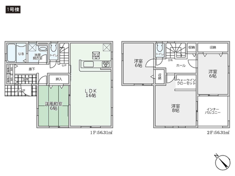岡山県倉敷市木見の新築 一戸建て分譲住宅の間取り図