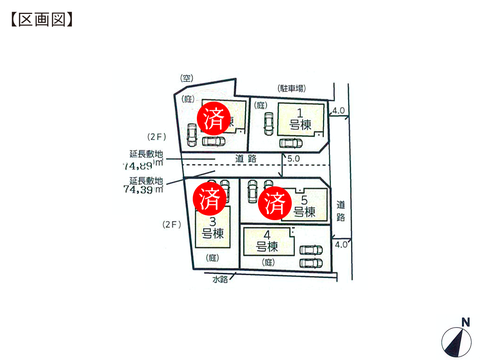 岡山県倉敷市児島田の口の新築 一戸建て分譲住宅の区画図