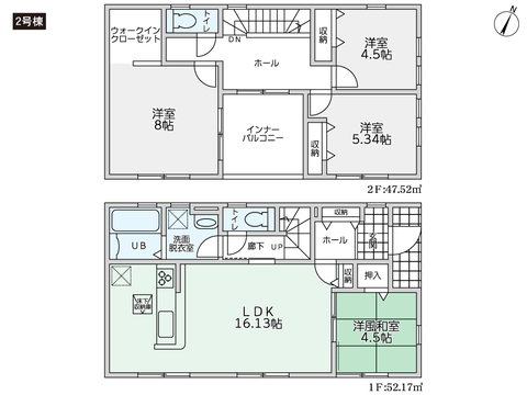 岡山市北区西辛川の新築 一戸建て分譲住宅の間取り図