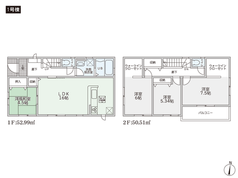 岡山県倉敷市福井の新築 一戸建て分譲住宅の間取り図