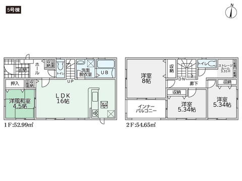 岡山市北区庭瀬の新築 一戸建て分譲住宅の間取り図