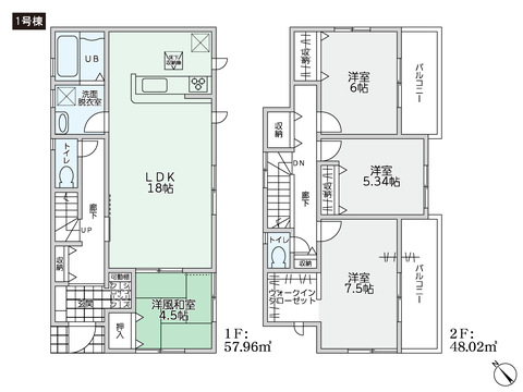 岡山県倉敷市林の新築 一戸建て分譲住宅の間取り図