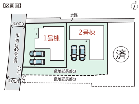 岡山市南区妹尾の新築 一戸建て分譲住宅の区画図