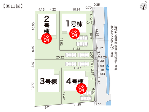 岡山市北区辛川市場の新築 一戸建て分譲住宅の区画図