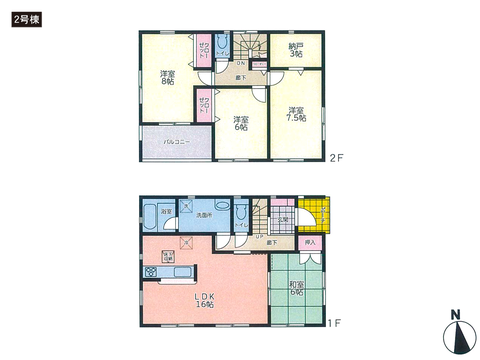 岡山県岡山市南区当新田の新築 一戸建て分譲住宅の間取り図