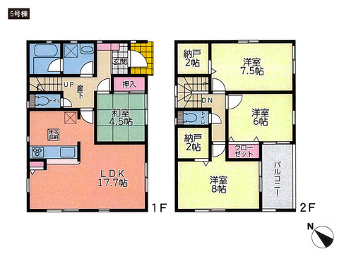 岡山県倉敷市福田町古新田の新築 一戸建て分譲住宅の間取り図