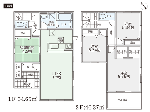 瀬戸内市長船町長船の新築 一戸建て分譲住宅の間取り図