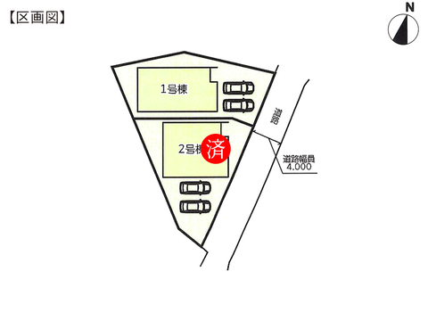 倉敷市中島の新築 一戸建て分譲住宅の区画図