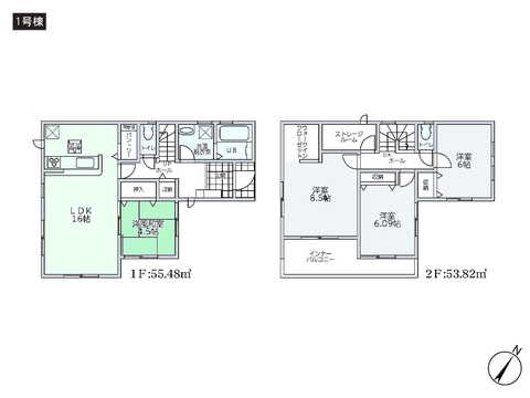 岡山県岡山市北区辛川市場の新築 一戸建て分譲住宅の間取り図