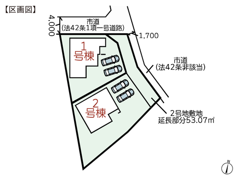 岡山県倉敷市上富井の新築 一戸建て分譲住宅の区画図