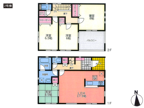 岡山県岡山市北区七日市東町の新築 一戸建て分譲住宅の間取り図