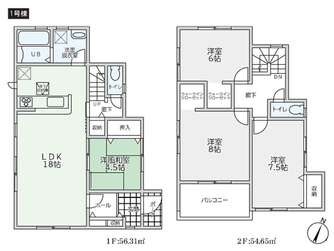 岡山県倉敷市玉島勇崎の新築 一戸建て分譲住宅の間取り図