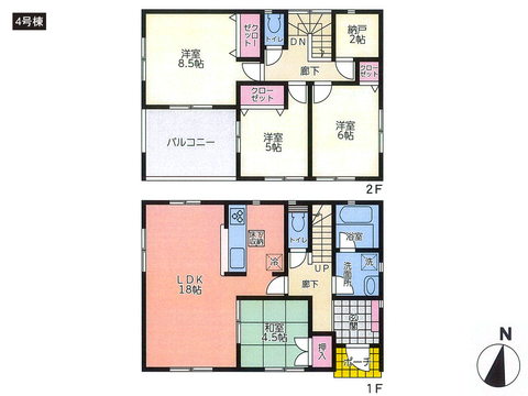 岡山県岡山市北区原の新築 一戸建て分譲住宅の間取り図