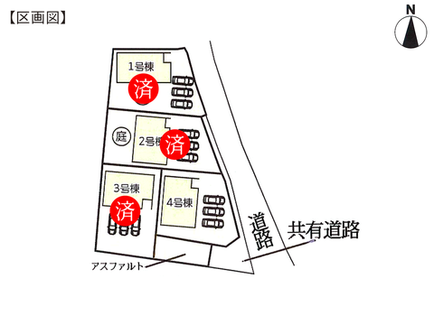 瀬戸内市長船町服部の新築 一戸建て分譲住宅の区画図