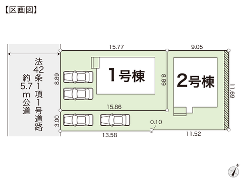 岡山県岡山市南区福島1丁目の新築 一戸建て分譲住宅の区画図