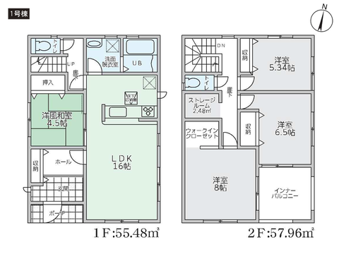 岡山市南区福富東の新築 一戸建て分譲住宅の間取り図