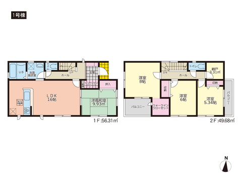 岡山県岡山市北区庭瀬の新築 一戸建て分譲住宅の間取り図