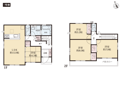 玉野市長尾の新築 一戸建て分譲住宅の間取り図